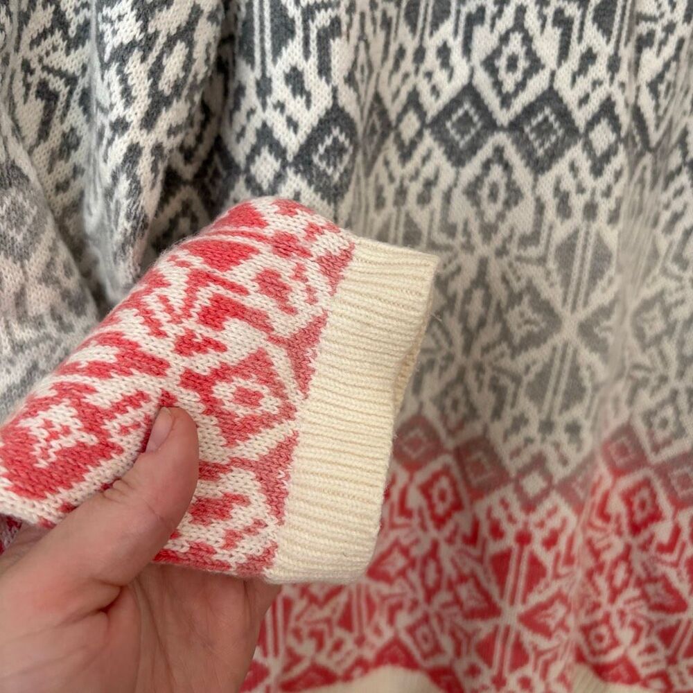 Talbots Women Pullover Pink Gray Ombre Fair Isle Wool Blend Sweater Petite Large - Picture 2 of 7